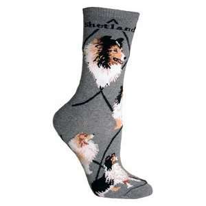  Sheltie Shetland Sheepdog (Gray) ladies Socks (Size 9 11 