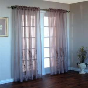  Whisper Semi Sheer Embroidered Curtain Panel   Taupe