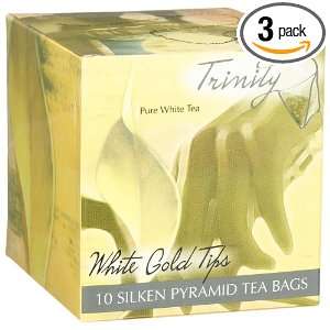 Silkenty Silken Pyramid Sachet Cube, White Gold Tips Tea, 10 Count Tea 