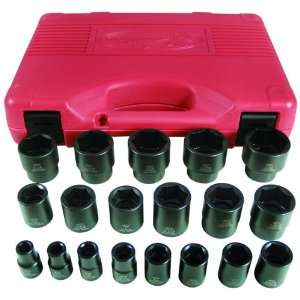   Socket Set, 1/2 Drive, 19 Pieces, 3/8 To 1 1/2, Shallow, 6 Point
