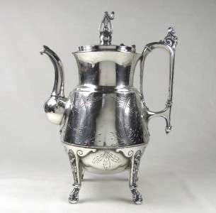 1872 Reed & Barton FIGURAL Victorian Silver Plate LION Coffee Pot 