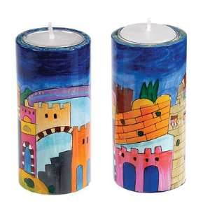  Round Shabbat Candlesticks   Jerusalem 