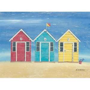  Martin Wiscombe   Three Beach Huts, Size 24 x 20 Canvas 