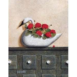  Swan with Geranium    Print