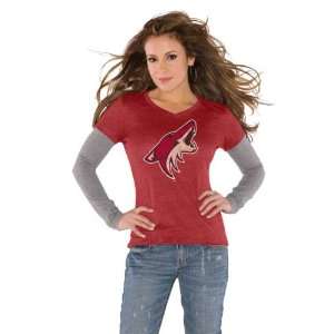  Phoenix Coyotes Red Womens Primary Logo Tri Blend Long 