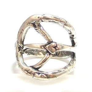   Cowgirl Sterling Silver Plated Peace Sign Ring   Size 7 Jewelry