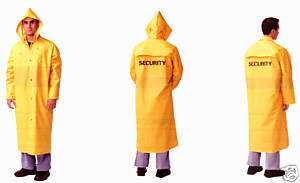 Yellow Security Guard Officer Long Traffic Safety Raincoat Rain Gear 