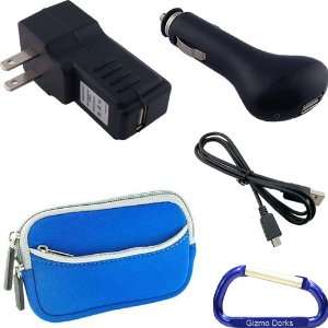 Bundle Combo Neoprene Dual Pocket Zipper Case (Blue), Micro USB to 