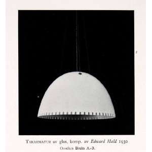 1931 Print Round Hanging Lamp Glass Sweden Arts Crafts Movement Simple 