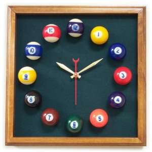  12in Square Billiard Clock Mahogany & Spruce Mali Felt 