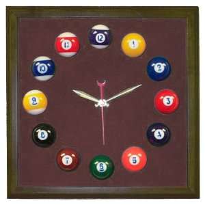  Square Mahogany Billiard Pool Table Room Clock With Wine Mali Felt 