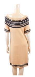 BCBG MAX AZRIA KNIT SWEATER Woman DRESS ivory knitted beige blue 12/ L 