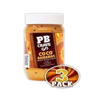PB Crave Natural Peanut Butter, CoCo Banana, 16oz Jars, (Pack of 3)