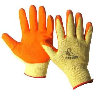  Yellow and Orange Crinkled Nitrile Work Gloves Medium 