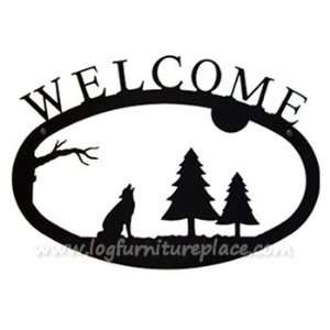  Wrought Iron Timber Wolf Welcome Sign