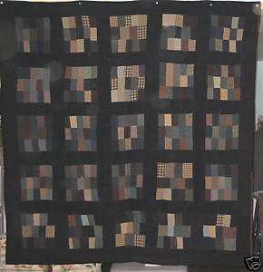 ANTIQUE WOOL QUILT~1900 1920s~ WOOL CLOTHING SCRAPS  