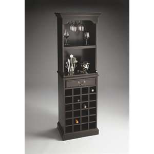  Butler Wood Rubbed Black Wine Storage Cabinet Patio, Lawn 