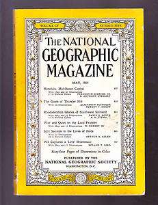   Geographic May 1954 good Hawaii Scotland Laos Birds Brontosaur  