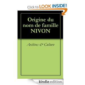 Origine du nom de famille NIVON (Oeuvres courtes) (French Edition 