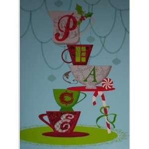  Glittered Peace Tea/Coffee Cups Note Cards w/ Envelopes 