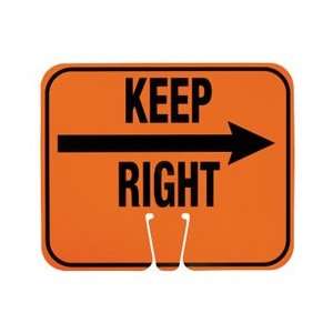 CS9   Safety Cone Signs, Keep Right, 10.5 X 12.75  