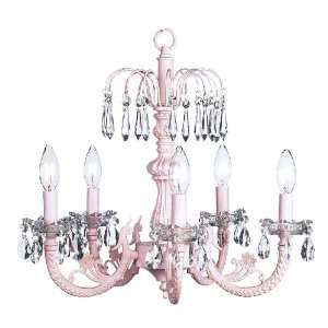  Pink 5 Arm Waterfall Chandelier