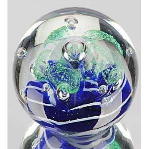   Green Flower with Purple Bubble Seabed Paperweight 