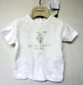 BURBERRY INFANT TED TEE WITH NEW PRINTED LOG0 ~ WHITE ~ SIZE 9 