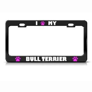  Bull Terrier Paw Love Pet Dog Metal license plate frame 