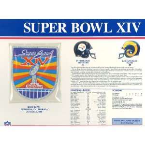  Super Bowl XIV Patch and Game Details Card Sports 