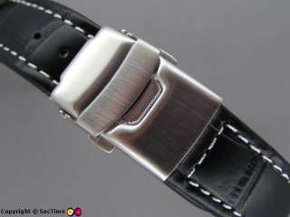 Leather watch strap CROCO deployment clasp 8models 22mm  