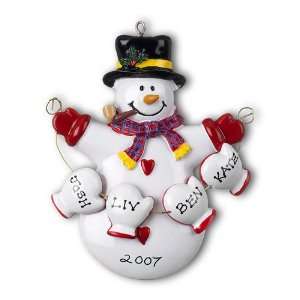  Personalized 4 Four Name Family Snowman Christmas Ornament 