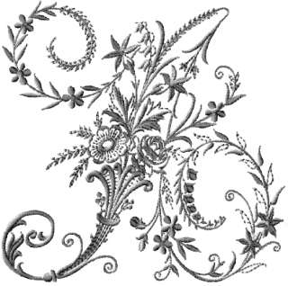 Victorian Whitework Machine Embroidery Font   natural size sample