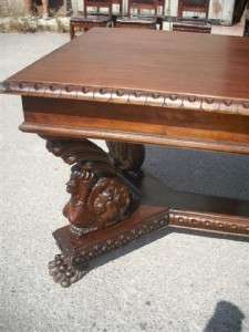 HEAVY CARVED ANTIQUE WALNUT ITALIAN DINING ROOM TABLE 11IT092D  