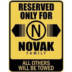   RESERVED ONLY FOR NOVAK FAMILY  PARKING SIGN