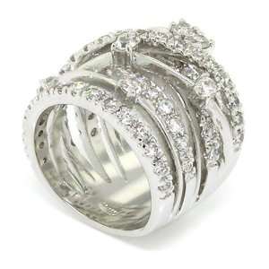  Mesmerizing Multiple Sterling Silver Band Cocktail Ring w 