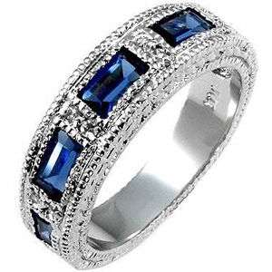 Sapphire Eternity Cubic Zirconia Wedding Band Ring  