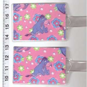  Set of 2 Luggage Tags Made with Disney Eeyore Pink Flower 