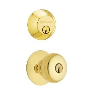  Schlage Polished Brass Residential Entry Door Knob with 