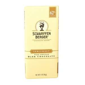 SCHARFFEN BERGER 62% Cacao Semi sweet Bar 12 Count  