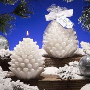   of 6 Winter Wonderland Evergreen Fir Scented White Pine Cone Candles