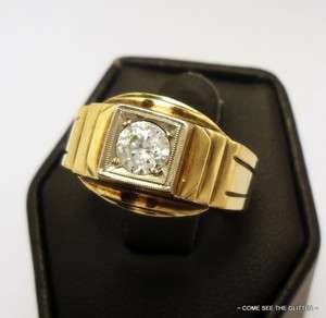   Round Cut White Topaz 10kt White and Yellow Gold Pre owned Mens Ring
