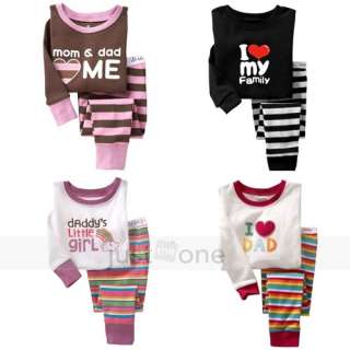   Children Boy Girls Cute Pattern Sleepwear Tops + Pants Pajama Set 2 7Y
