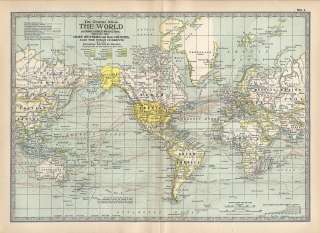Rare Antique 1897 Century Atlas Map THE WORLD Countries Colonies 