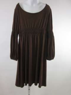 SISTER SAM Brown Smocked Long Sleeve Dress Size 12  