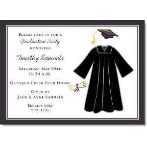  Purple Graduation Cap And Gown Party Invitations Health 