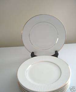 Gibson Housewares China Salad Plates White Gold Set Two  