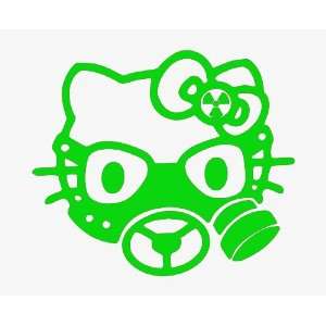  HELLO KITTY GAS MASK   6 LIME GREEN   Vinyl Decal Sticker 