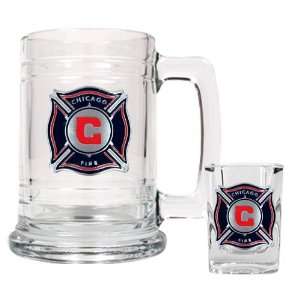  Chicago Fire MLS Glass Tankard and Square Shot Glass Set 