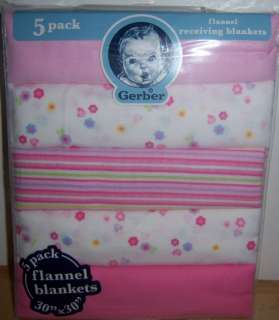 New Gerber Flannel Receiving Blankets, Baby Shower, Good for Diaper 
